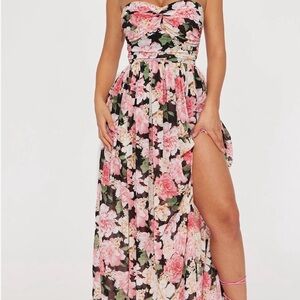 Fashion Nova Floral Dress - Pink and Cream